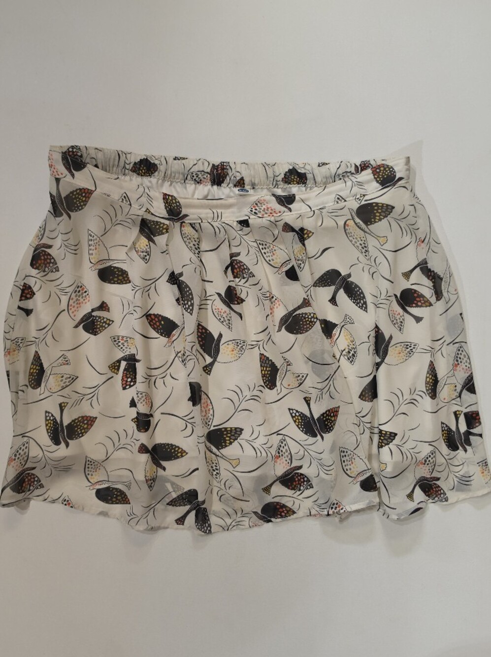 Old Navy Mini Flare Skirt Womens Size XL White Grey Doves Cottagecore Boho Chic